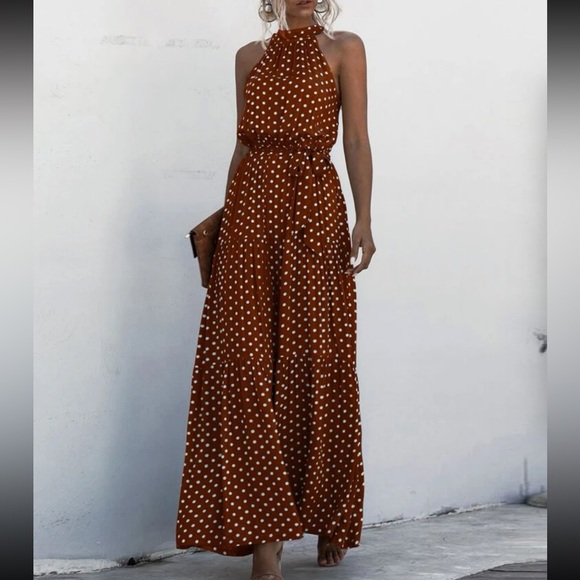 Boho gypsy dot halter maxi dress - Picture 10 of 10
